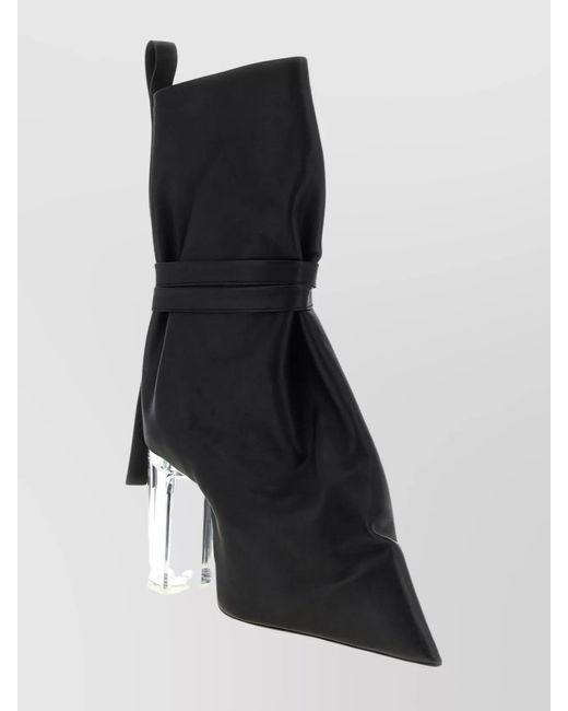 Rick Owens Black Leather Ankle Boots
