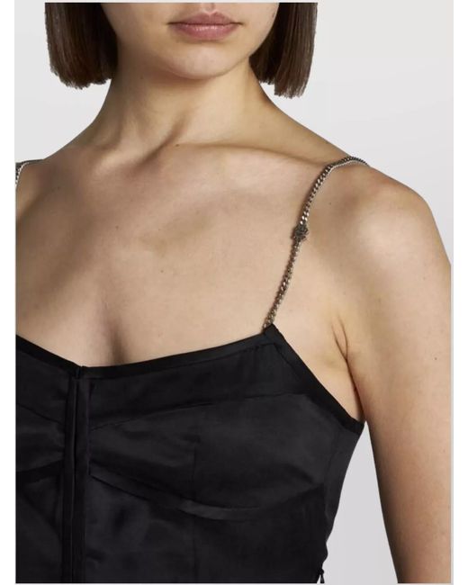 Palm Angels Black Cupro Chain-Strap Mini Dress
