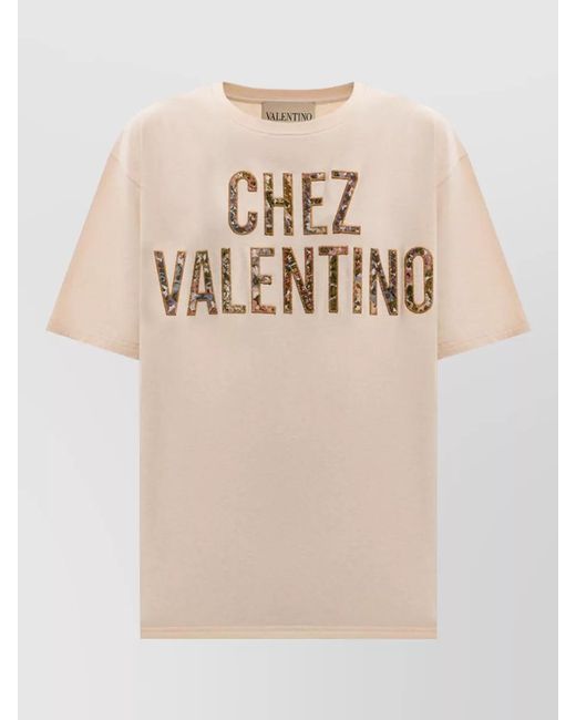 Valentino Natural Cotton Floral-Print Short-Sleeve T-Shirt