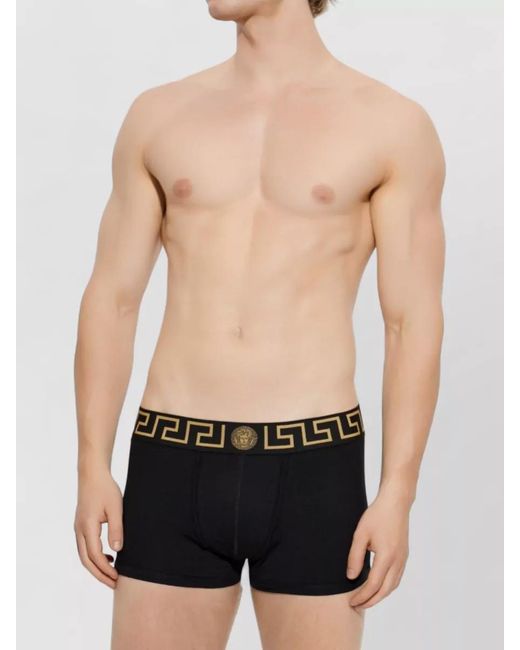 Versace Black Underwear Set Elastic Waistband Logo Detail for men