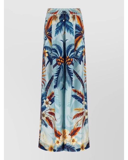 F.R.S For Restless Sleepers Blue Ecuba Tropical Print Wide Leg Pants