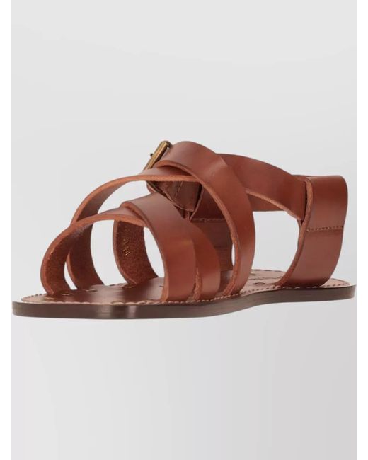 Saint Laurent Brown Cheever Flat Leather Strappy Open Toe Sandals for men