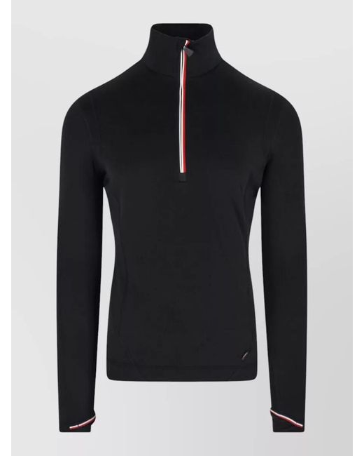 Moncler Black High Collar Knit Sweatshirt Contrast Trim for men