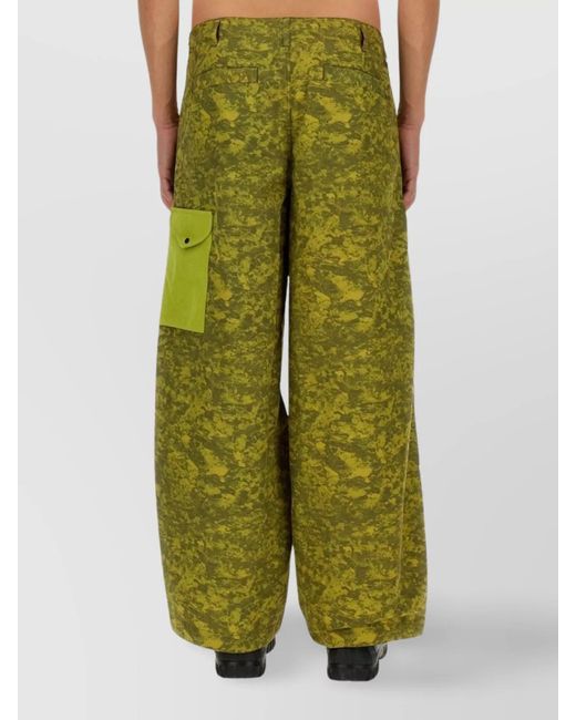 C P Company Green Wide-Leg Cargo Trousers for men