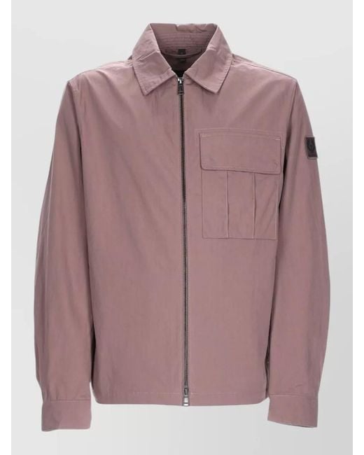 Belstaff Pink Collared Long Sleeve Coat Chest Pocket for men