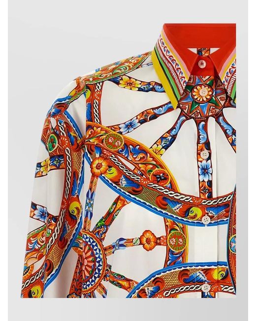 Dolce & Gabbana Multicolor Carretto Print Long Sleeve Collared Shirt