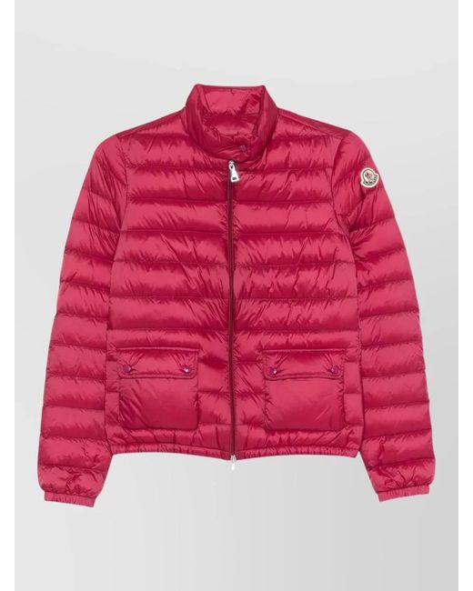 Moncler Red Short Down Jacket High Collar