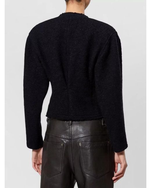 Isabel Marant Black Suna Cropped Wool Blend Textured Jacket