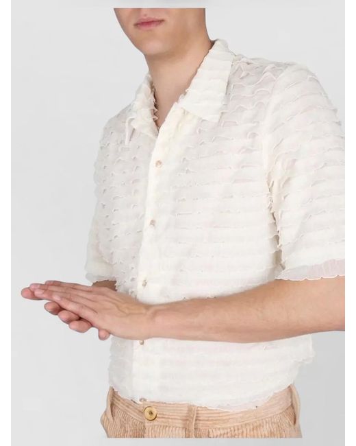 Séfr White Noam Shirt French Collar Short Sleeves for men