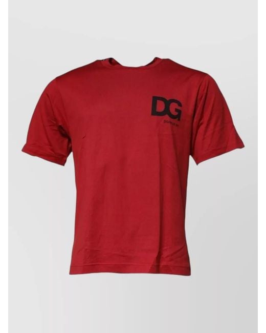 Dolce & Gabbana Red Cotton Crew Neck Short-Sleeve T-Shirt for men