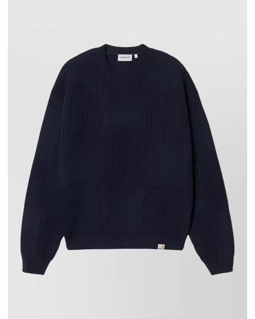 Carhartt Blue Crew Neck Knit Sweater Long Sleeves for men