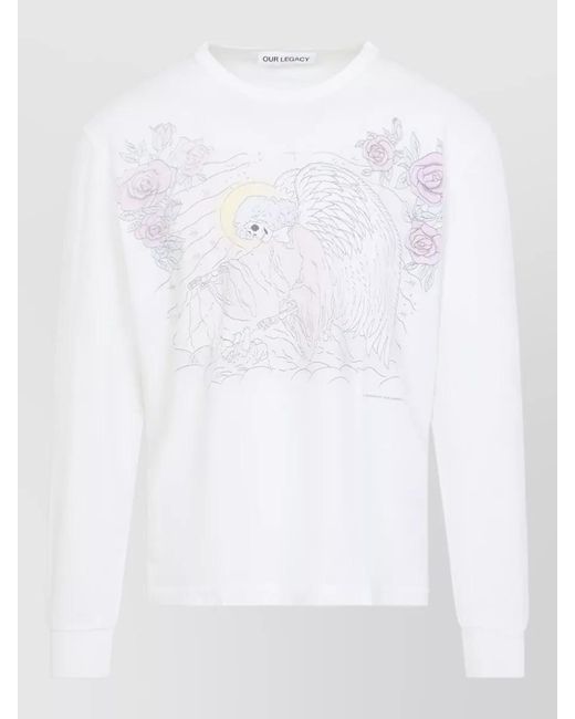 Our Legacy White Cruise Jersey Long Sleeve Graphic T Shirt for men
