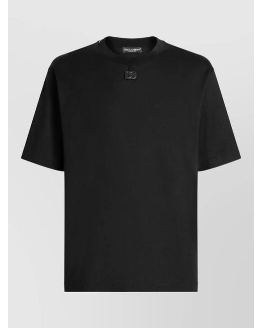 Dolce & Gabbana Black Cotton T-Shirt With Patch for men