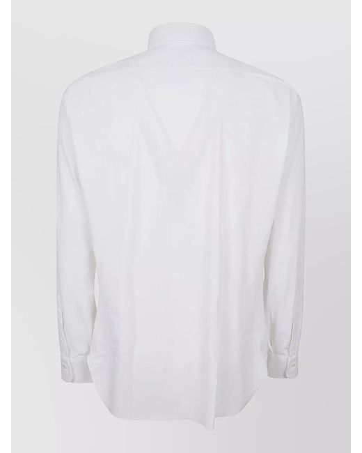 Barba Napoli White Long Sleeve Shirt Button Down Collar for men