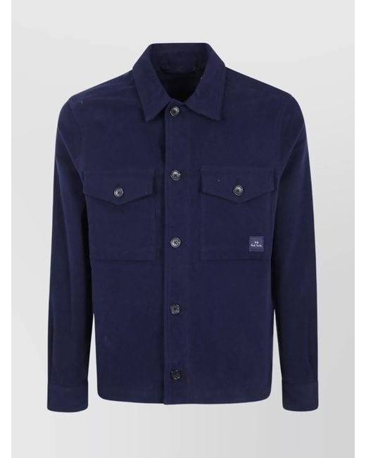 Paul Smith Blue Military Style Overshirt Jacket For for men