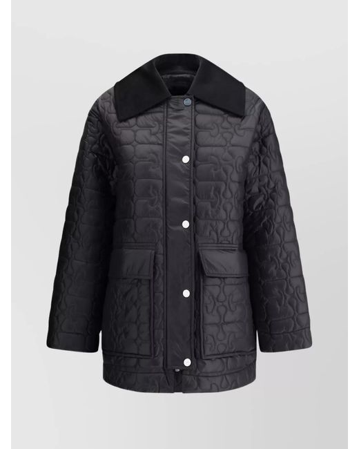 Ganni Black Glossy Finish Long Length Down Jacket