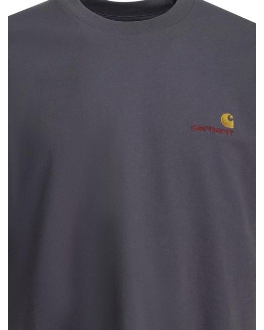 Carhartt Blue American Script Crew Neck Short Sleeve T Shirt for men