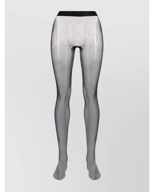 Wolford Gray Fishnet Semi-Sheer Tights