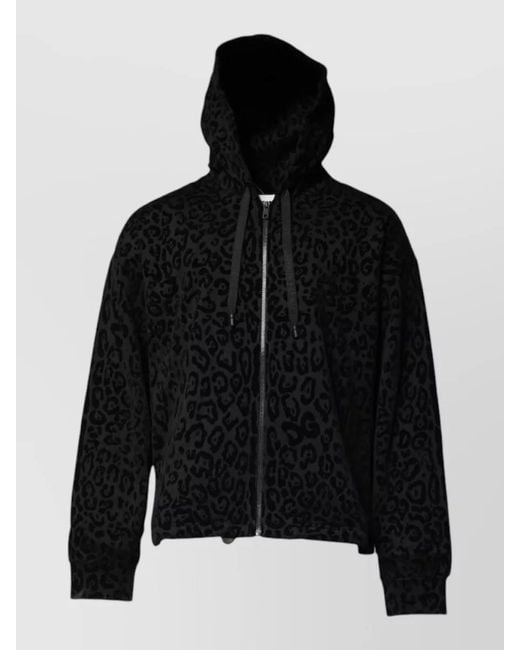 Dolce & Gabbana Black Floral Cotton Hoodie Long Sleeves Top