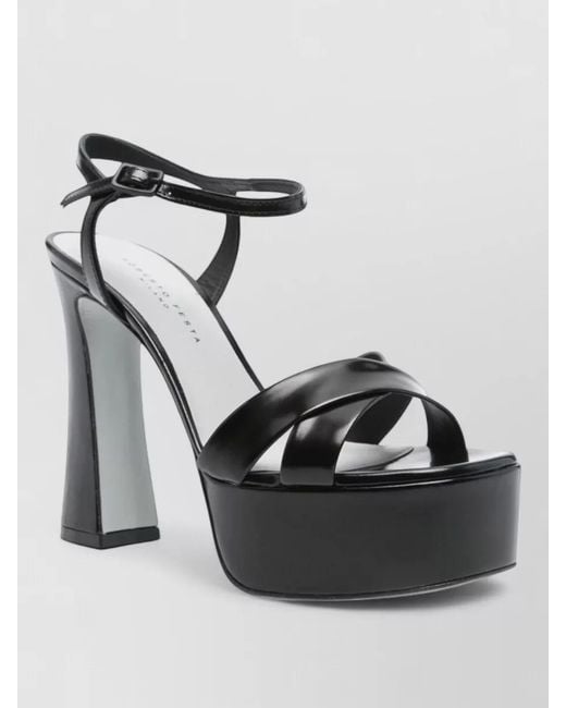 Roberto Festa Black Platform Pumps Ankle Strap Block Heel