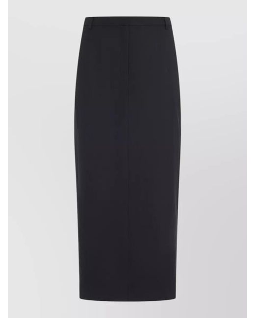 Theory Black High Waist Wool Blend Midi Skirt