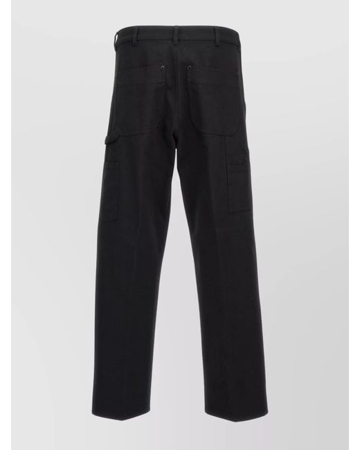 Moncler Blue Cotton Straight-Leg Trousers for men