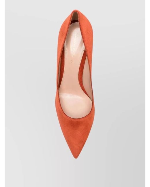 Gianvito Rossi Red Suede Stiletto Pumps Pointed Toe Lightweight