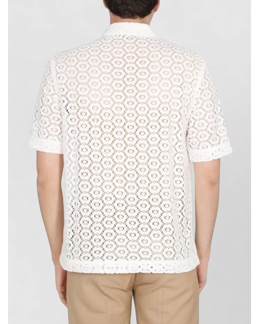 Séfr White Noam Shirt Straight Cut Lace Short Sleeves for men