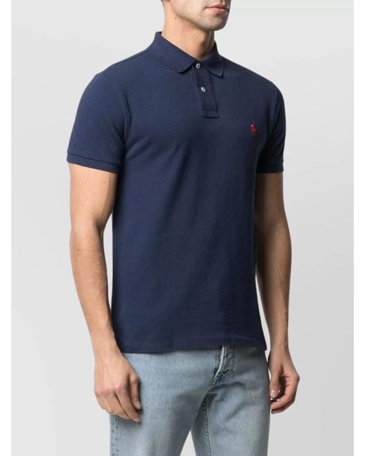 Ralph Lauren Blue Logo Polo Shirt With Collar for men