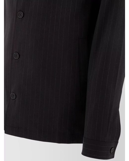 NN07 Black Zander Pinstripe Overshirt Long Sleeve Jacket for men