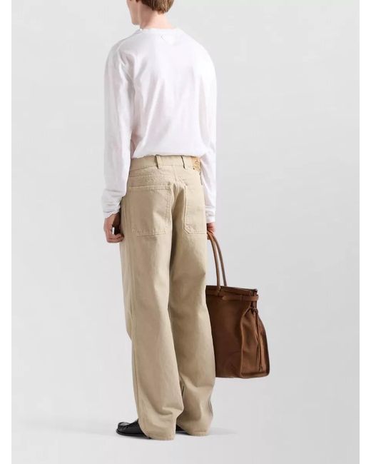 Prada Natural Denim Trousers Belt Loops Back And Front Pockets for men