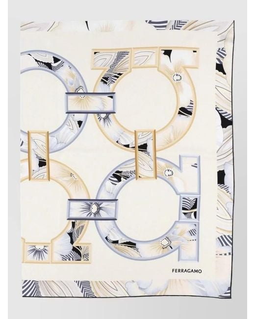 Ferragamo Natural Lightweight Floral Square Scarf Design