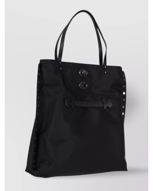 Zanellato Black Studded Top Handle Shoulder Bag