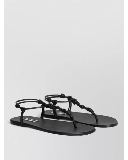 Jil Sander White Flat Sandals Open Toe Knotted Straps