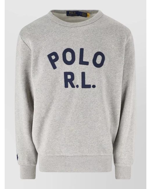 Polo Ralph Lauren Gray Crew Neck Sweatshirt Ribbed Cuffs Hem for men