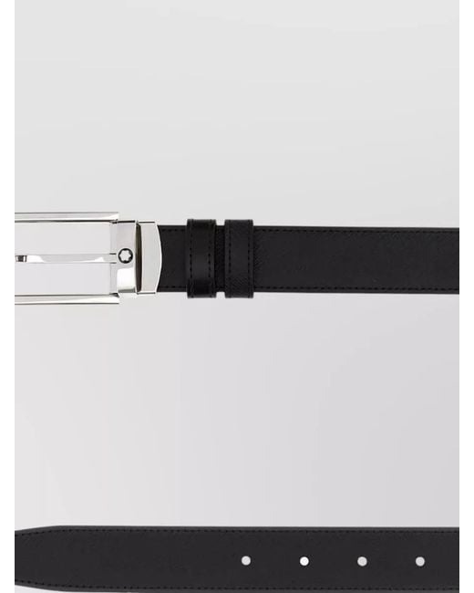 Montblanc White Reversible Leather Belt Adjustable Buckle Design for men