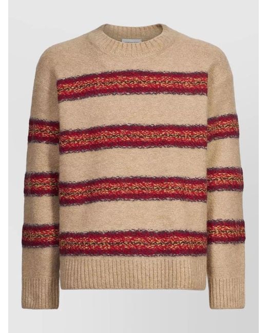 Dries Van Noten Pink Striped Crew Neck Knitwear Long Sleeve for men