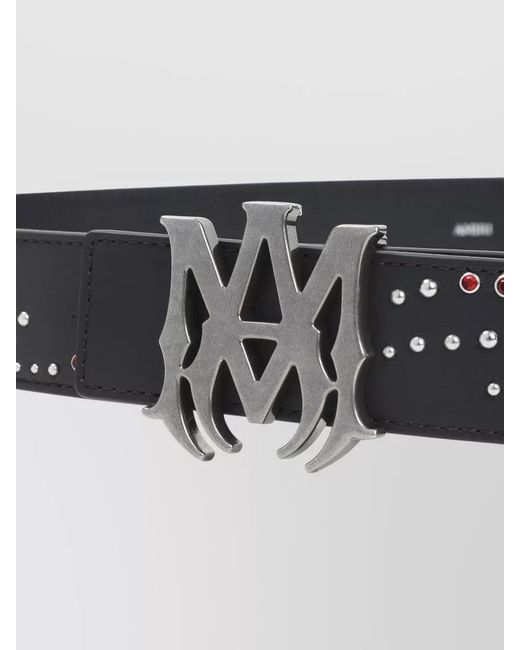 Amiri Gray Leather Studded Belt for men