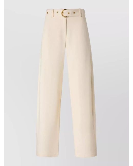 Pinko White Wide-Leg Trousers With Belt