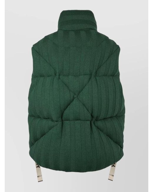 Khrisjoy Green Knitted Padded Bodywarmer High Collar Straps for men
