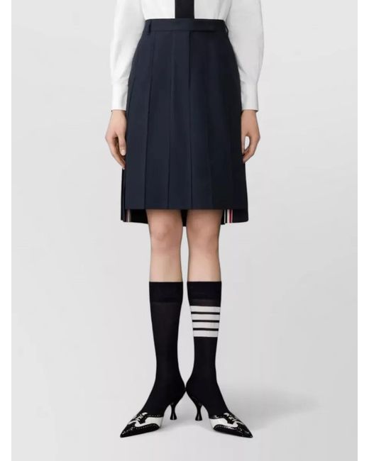 Thom Browne Blue Cotton Bermuda Pleated Skirt