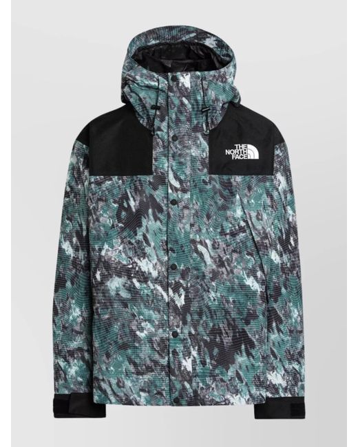 The North Face Blue Hooded Mountain Jacket Front Pockets for men