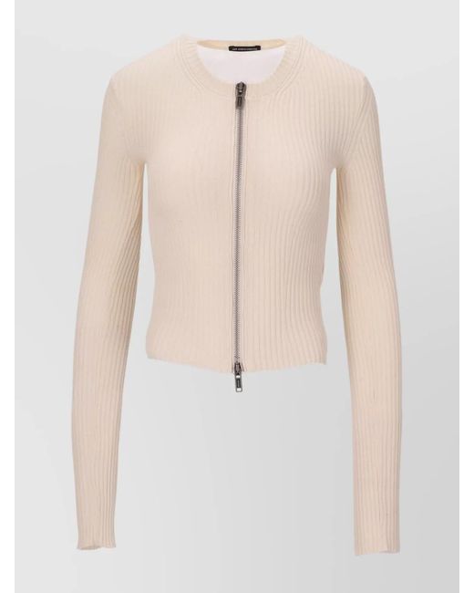 Ann Demeulemeester Natural Zip-Up Knitted Cardigan
