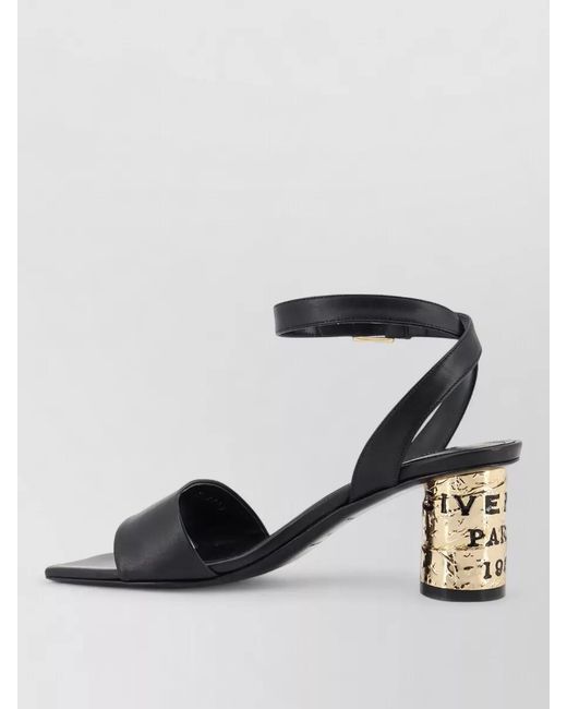 Givenchy Black Leather Heeled Sandals Squared Toe