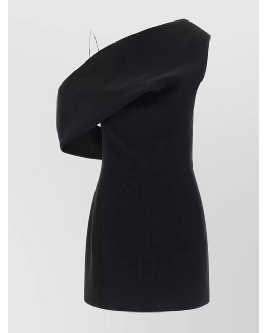 Jacquemus Black Asymmetric One Shoulder Mini Dress