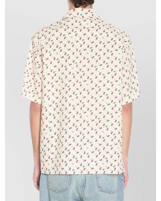 Valentino Garavani Blue Printed Short-Sleeve Bowling Shirt for men