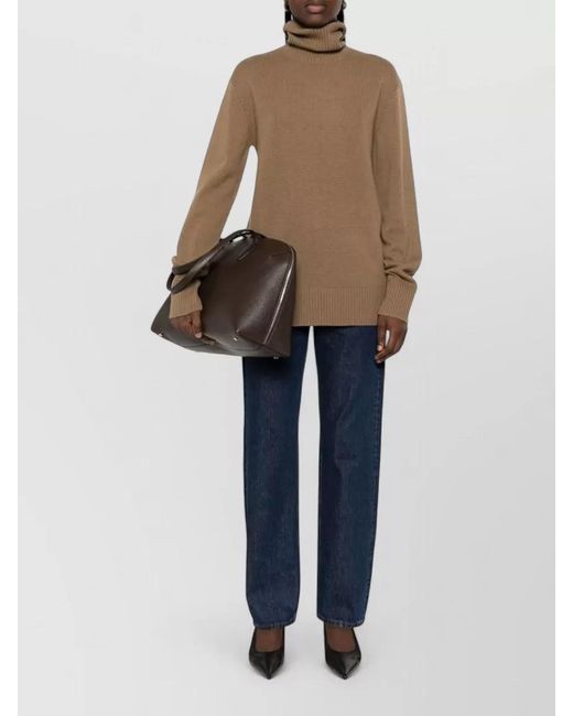 Totême Brown Cashmere Turtleneck Sweater Long Sleeves