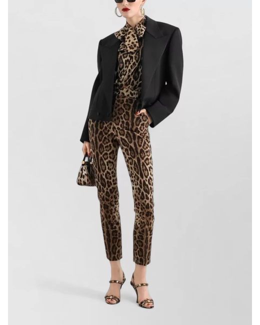 Dolce & Gabbana Multicolor High Waist Slim Fit Animal Print Pants