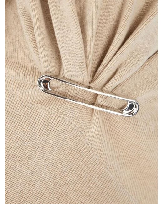 Lanvin Natural Virgin Wool Blend Sweater Asymmetric Hem