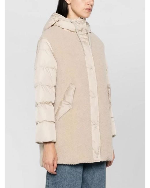 Herno Natural Hooded Panel Design Long Padded Coat
